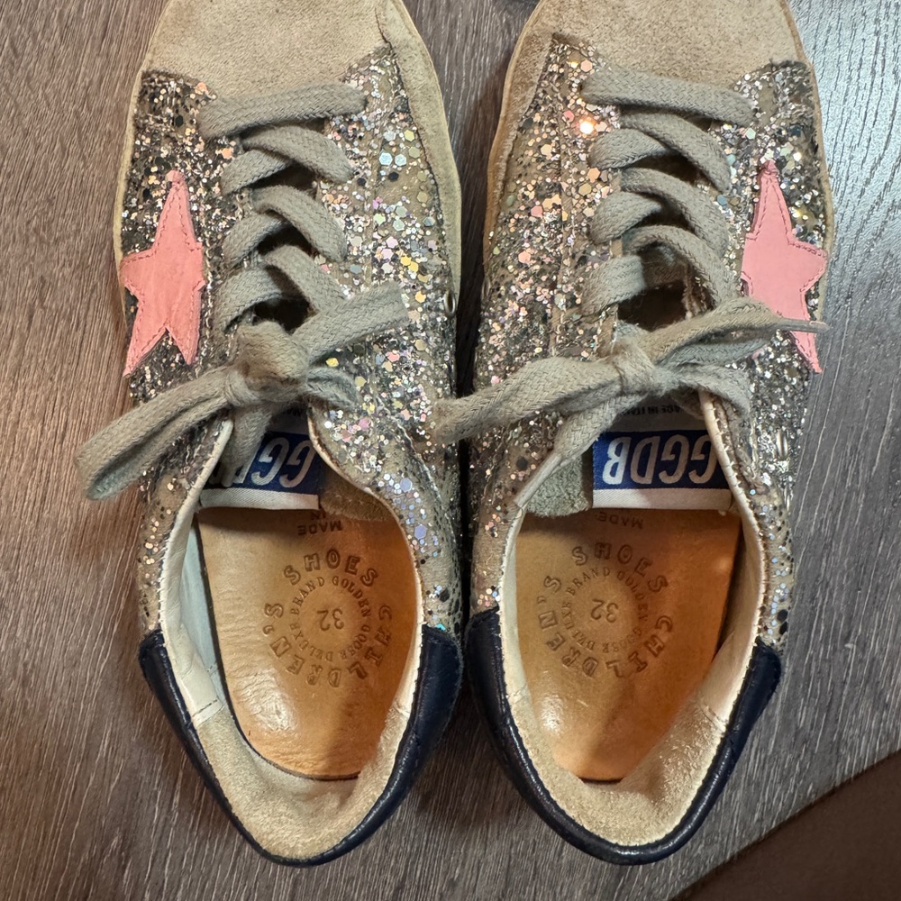 Golden Goose Pink and Silver Sneakers Distressed Style